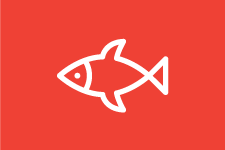 Εικονίδιο ψαριού σε κόκκινο φόντο