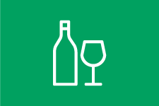 Figure of a bottle of wine, green background